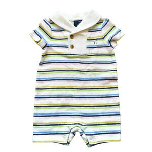 New Janie & Jack 3-6 Months Pastel Stripe Romper 6m -Perfect for Easter!